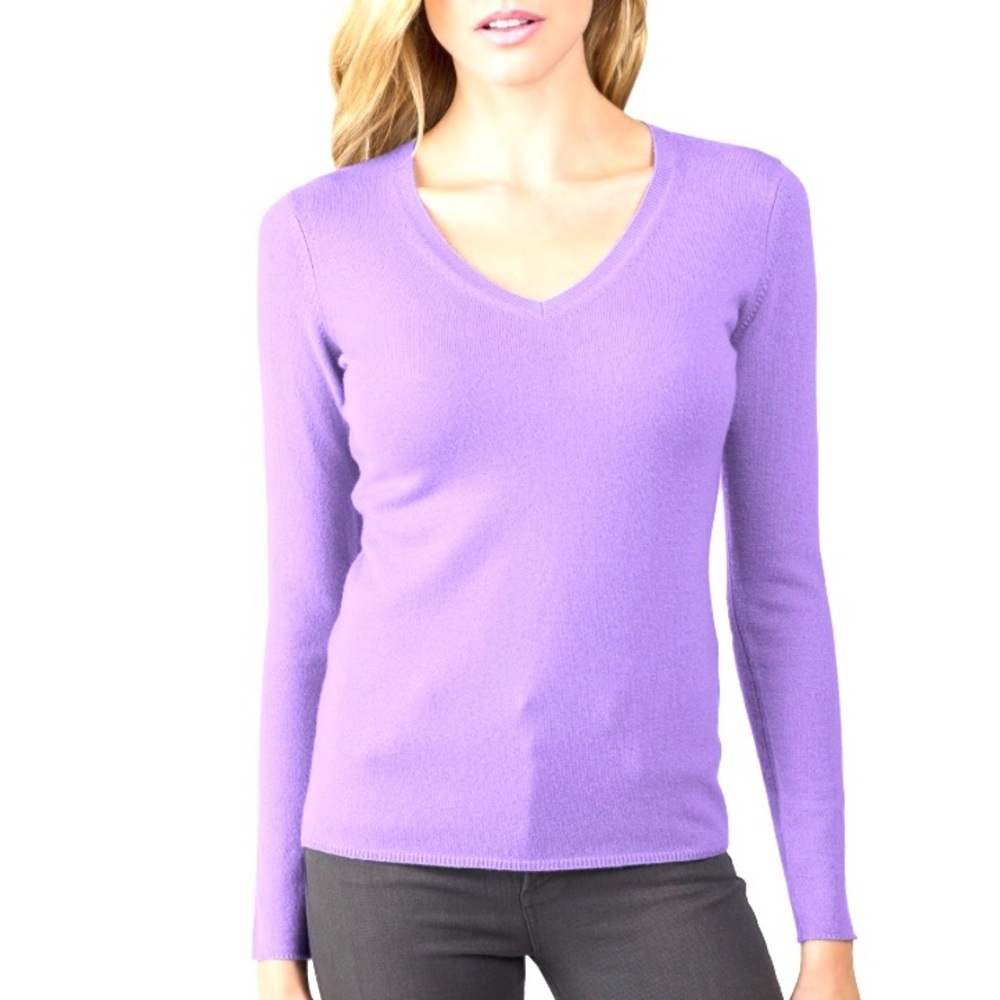 Ann Taylor Lavender Cashmere V-Neck Sweater